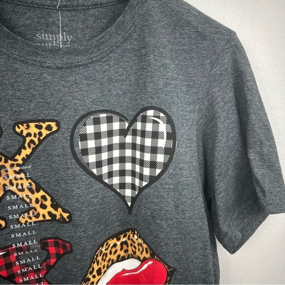 Simply Southern Be Mine XOXO Valentine's Day Grey T-Shirt NWT Size Small Casual - Picture 4 of 9
